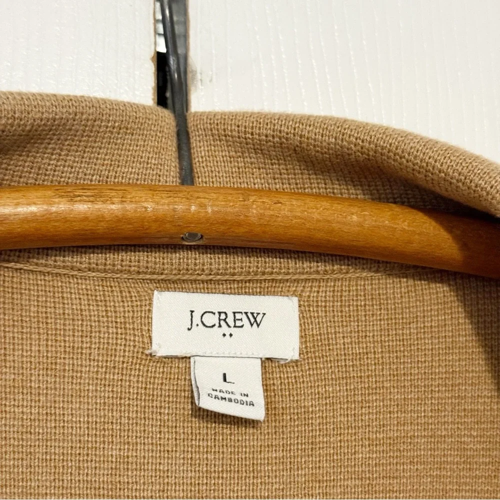 J. Crew Schoolboy Knit Sweater Blazer Large One Button Closure Tan Cotton - Picture 5 of 6